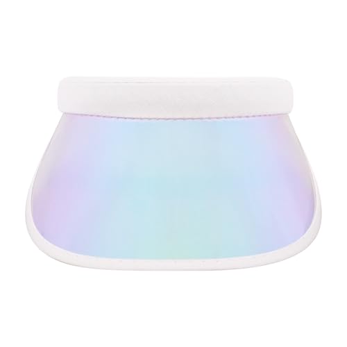 Giovacker Womens Mens PVC Clear Colorful Sun Visor Hats - color: Shiny Iridescence White