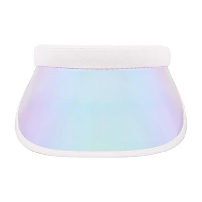 Giovacker Womens Mens PVC Clear Colorful Sun Visor Hats - color: Shiny Iridescence White
