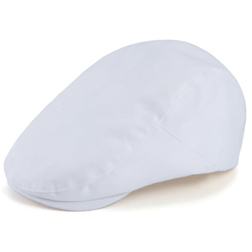 Classic Solid Flat Cap Newsboy Hats for Men Retro Cabbie Driving Adjustable - color: C02 White With Mesh Lining