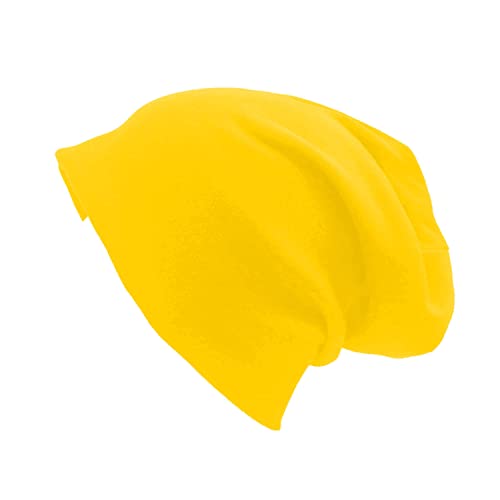DOOVID Slouchy Beanie for Women Men Baggy Beanie Hats Casual Stretch Knit Hip-Hop Skull Caps - color: Yellow