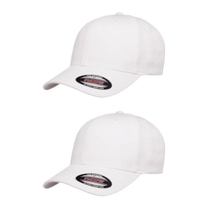 Flexfit 5001 Standard Cotton Twill 6-Panel Fitted Baseball Cap - color: White, size: Small-Medium