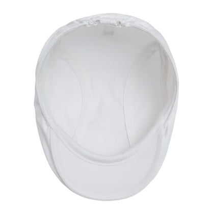 BOTVELA Men Cotton Twill Newsboy Flat Hat Fitted Cap - color: White, size: 7 7/8