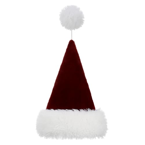 Personalized Santa Hat for Adults, Super Soft Plush Holiday Christmas Hat, Xmas New Year Party Headwear - color: Plush-burgundy