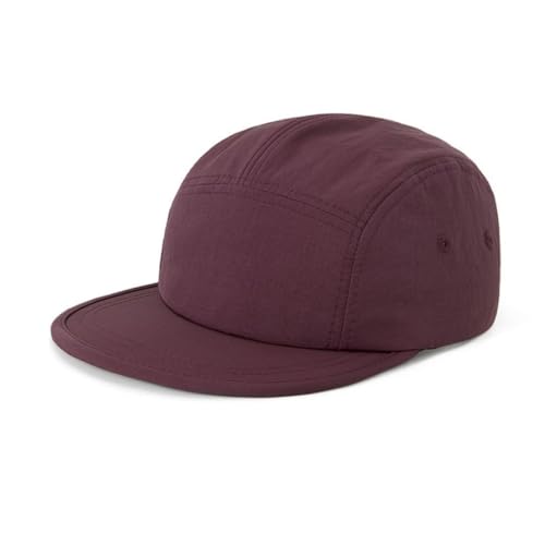 5 Panel Running Hat Waterproof Nylon Sun Hat Quick Dry Plain Baseball Cap for Men Women - color: Dark Red