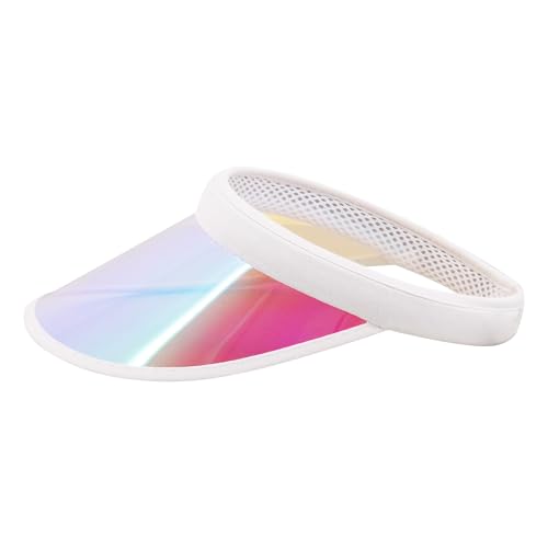 Giovacker Womens Mens PVC Clear Colorful Sun Visor Hats - color: Shiny Iridescence White