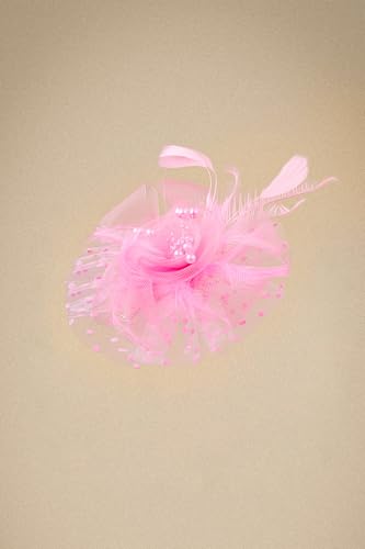 BABEYOND Fascinators Hats for Women Tea Party Flower Tulle Bead Derby Hat - color: Pink