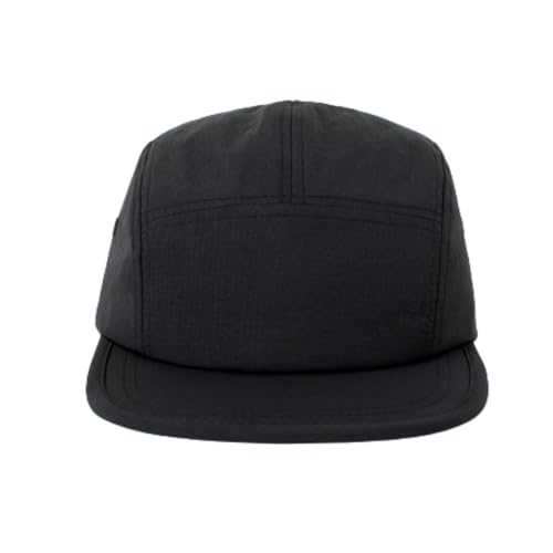 5 Panel Running Hat Waterproof Nylon Sun Hat Quick Dry Plain Baseball Cap for Men Women - color: Black