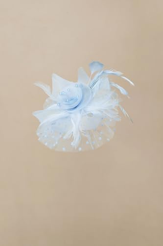 BABEYOND Fascinators Hats for Women Tea Party Flower Tulle Bead Derby Hat - color: Light Blue