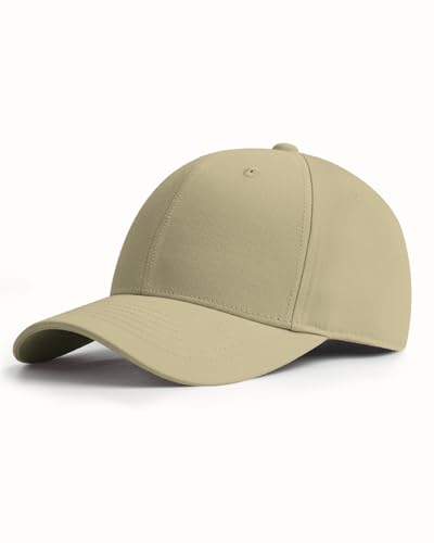 Zylioo XL XXL Big Head Baseball Cap, 100% Cotton Adjustable High Crown Hat - color: Khaki