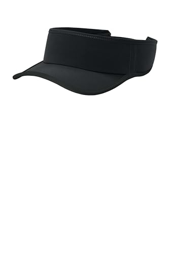 SPORT-TEK Unisex Repeat Visor | Mesh Visor Hat for Men & Women with Moisture Wicking Sweatband Black/Black