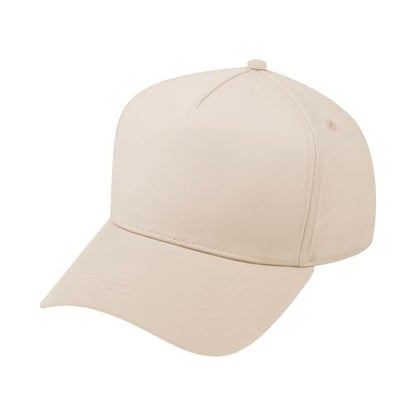 TOPTIE 5 Panel Trucker Hat Snapback Adjustable Cotton Sun Cap for Men - color: Beige