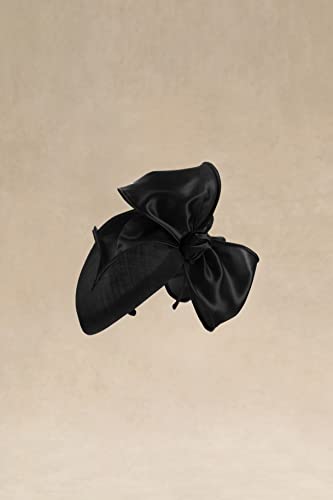 BABEYOND Fascinators Hats for Women Linen Satin Pillbox Bow Derby Tea Hat - color: Black