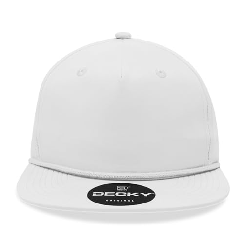 5 Panel High Profile Relaxed Cotton Blend Rope Hat - color: White