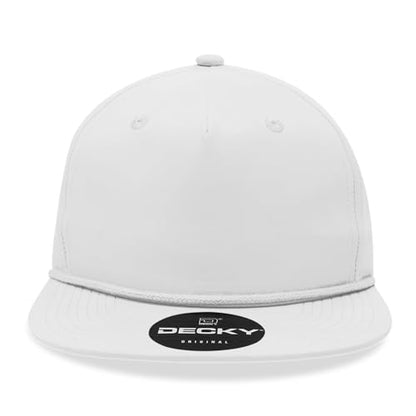 5 Panel High Profile Relaxed Cotton Blend Rope Hat - color: White