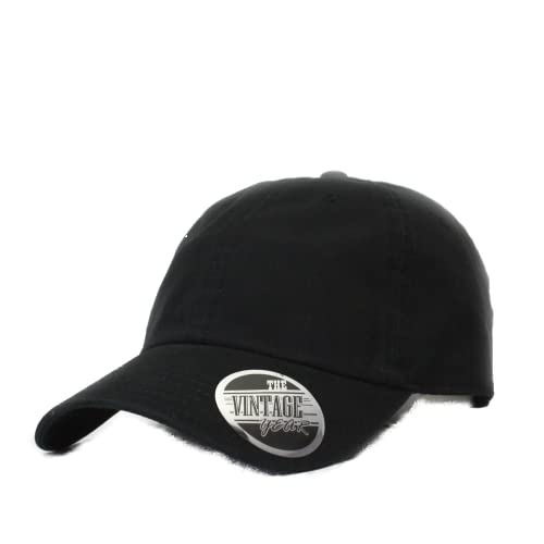 The Vintage Year Combed Cotton Unstructured Soft Crown Adjustable Dad Hat Baseball Cap - color: Soft Black