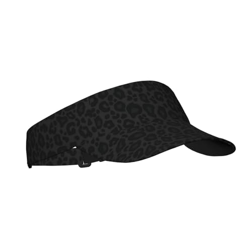 Sports Sun Visor Hats Adjustable Men Women Lightweight Packable Cooling Empty Top Visor Hat for Running, Tennis, Golf - color: Black Leopard Cheetah Print, size: 1-2