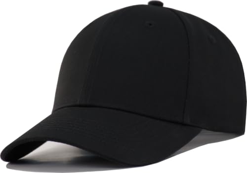 TSSGBL Classic Plain Baseball Cap, Small/M-L/XL-3XL Big Head Fit, Unisex Adjustable Cotton Structured Golf Dad Hat - color: C-black, size: Medium-Large