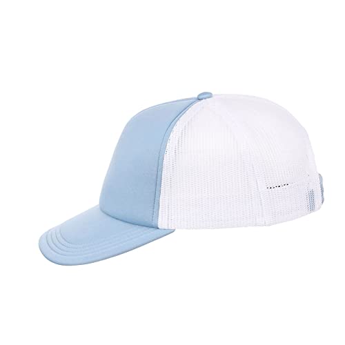 Lids Blank Basic Foam Trucker Adjustable Snapback Hat - color: Light Blue/White