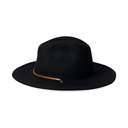 Brixton Men's Field Wide Brim Felt Fedora Hat, black, Medium
