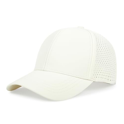 Quick Dry Baseball Cap Curved Brim Snapback Hat Mesh for Men Women - color: Offwhite