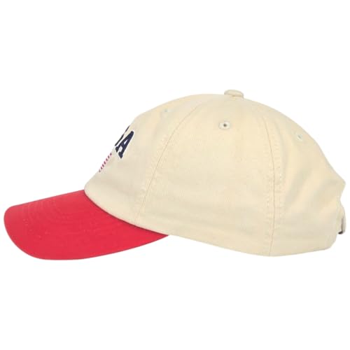 E BY ELIDAN USA Hat, Embroidered American Flag Baseball Cap for Men Women - color: Cream + Red