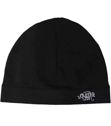 Syna World Skull Cap, Central CEE Beanie Running Hat - Black Breatherble Windproof Knitwear Skully for All Season- synaworld