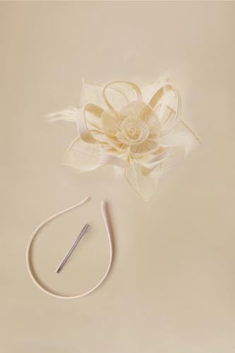 BABEYOND Fascinator Hats for Women Linen Flower Feather Tea Party Derby Hat - color: Beige