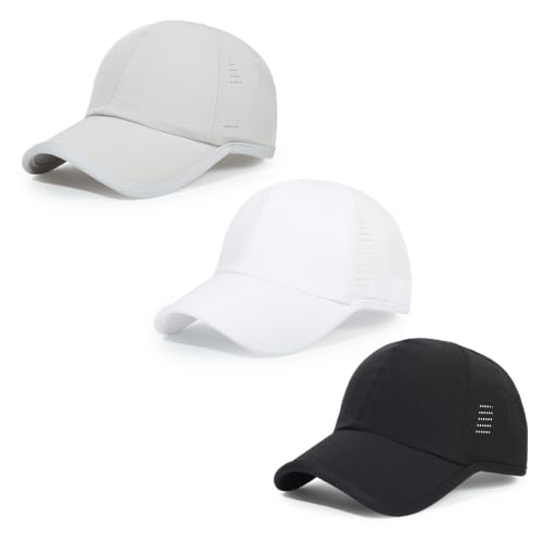 HH HOFNEN Quick Dry Baseball Hat Unstructured Athletic Golf Cap Women Men - color: 3-black+white+lightgray