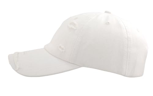 TSSGBL Unstructured Distressed Baseabll Cap Cotton Soft Dad Hat Adjustable Low Profile Headwear Ball Caps for Women Men - color: Distressed White, size: Medium-Large