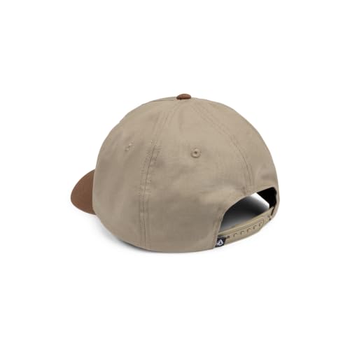 Volcom Men's Snapback Hat– 6-Panel Twill Flat Brim Cap Adjustable Snap Closure - color: Brown Khaki