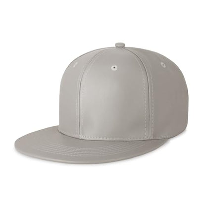 CHOK.LIDS PU Leather Flat Brim Snapback Hat Hip Hop Baseball Cap - color: Leather Light Grey