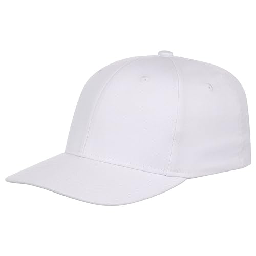 Lids Blank All Star Classic Structured Stretch Fitted Baseball Cap – Curved Bill Hat for Men and Women - color: White, size: Large-X-Large