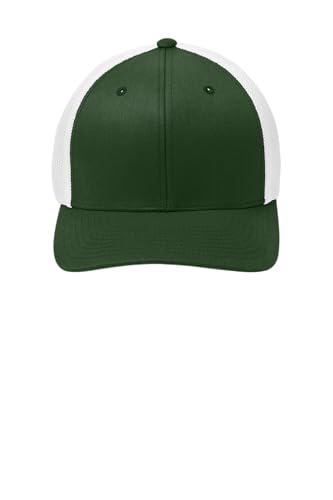 Port Authority Flexfit Cotton Twill Cap - color: Forest Green/ White, size: Small-Medium