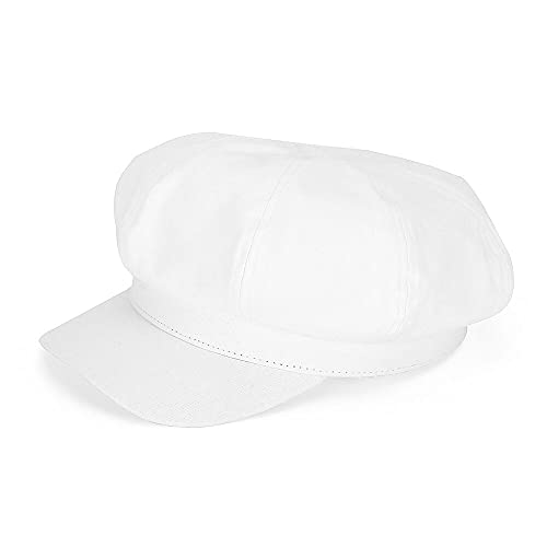 Newsboy Cabbie Baker boy hat Beret Cap for Women Pageboy Visor Paperboy Hat Sailor Fiddler Hat Adjustable - color: White
