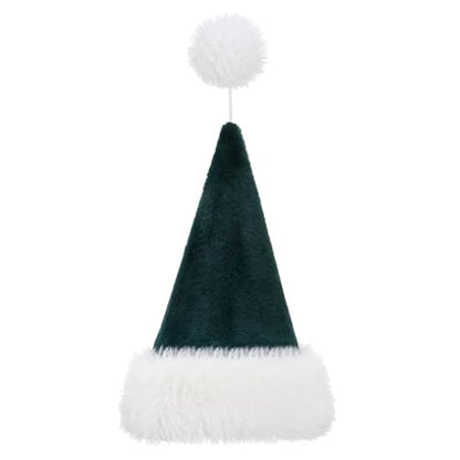 Personalized Santa Hat for Adults, Super Soft Plush Holiday Christmas Hat, Xmas New Year Party Headwear - color: Plush-forest Green