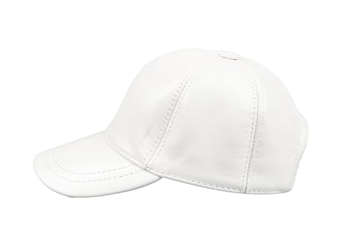 Genuine Leather Unisex Baseball Cap - color: Pearl White