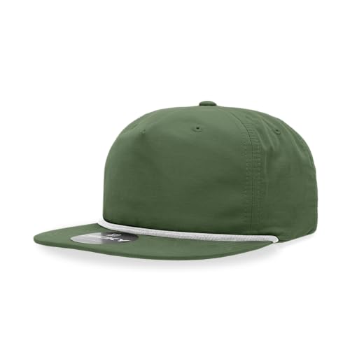 5 Panel High Profile Relaxed Cotton Blend Rope Hat - color: Forest