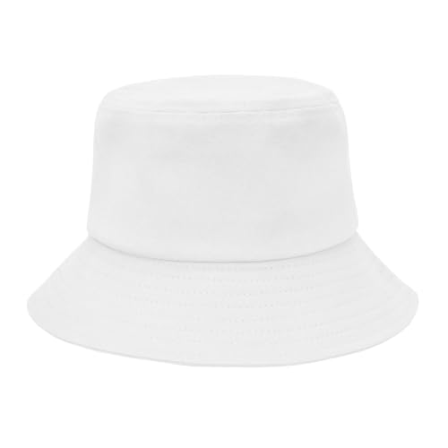 Kids Bucket Sun Hat for Boys Girls, UPF 50+ Packable Wide Brim Beach Cap - color: White
