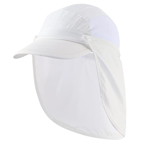 Connectyle Kids Sun Hat with Removable Neck Flap UPF 50+ Sun Protection Baseball Cap Summer Beach Sun Hats 3-6 Years - color: White