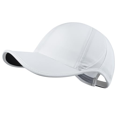 GADIEMKENSD Performance Running Hat, Stretchy Fabric with Vented Mesh for Outdoor Workouts - color: White