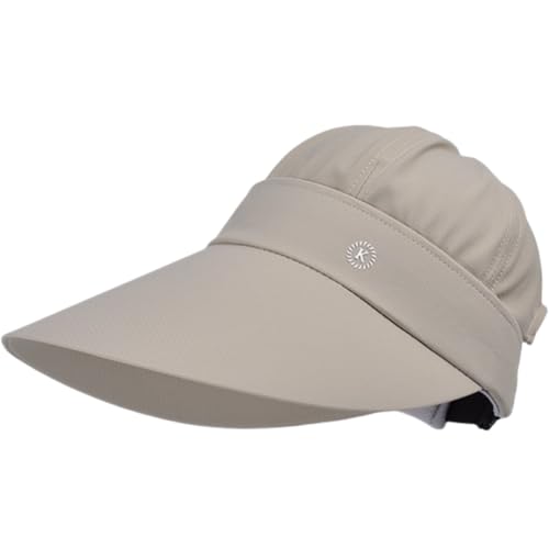 Women Sun Hats Detachable Wide Brim Sun Protection UPF 50+ Packable 2 in 1 Summer Beach Visor Cap - color: Khaki