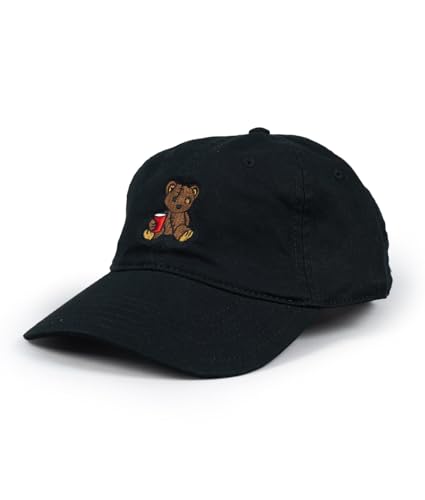 Riot Society Mens Embroidered Adjustable Dad Hat - color: Teddy Bear Red Cup Embroidered (Black)