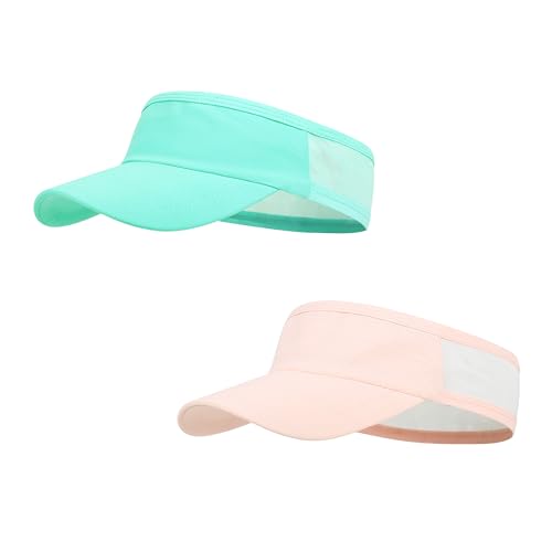 HH HOFNEN Sports Sun Visor Unisex Cooling Cap Lightweight Stretchy Packable - color: #2 Pink+aqua