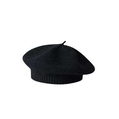 Infant Baby Boys Girls Beret Hat Fall Winter Knitted Beanie Hat Toddler Kids Beret Skull Hat French Artist Knit Hat - color: A-black