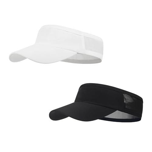 HH HOFNEN Sports Sun Visor Unisex Cooling Cap Lightweight Stretchy Packable - color: #2 White+black