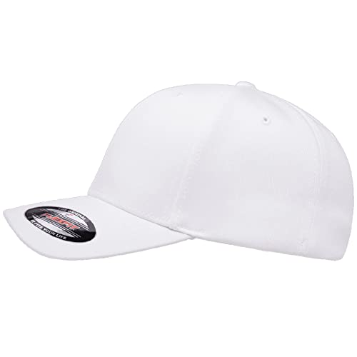 Flexfit Wooly Combed 6-Panel Structured Baseball Cap | Stretch Fitted - color: White, size: Large-X-Large
