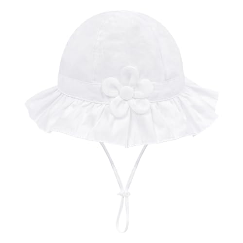Toddler Kids Baby Girl Sun Hat Floppy Cotton Summer Hat 50+ SPF Protective - color: 04/Flower/White, size: 6-12 Months