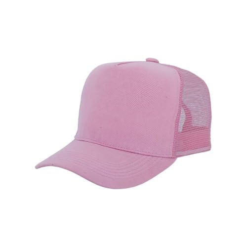 ZH 12 Pack Seamless Mesh Back Baseball Caps, 5 Panel Trucker Hats Bulk for Men and Women，Blank Caps - color: Pink