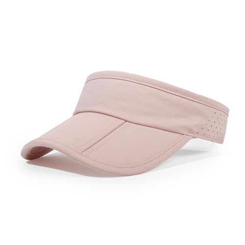 Sun Visors for Women Men Adjustable Folding Cap Running Golf Tennis - color: Pink