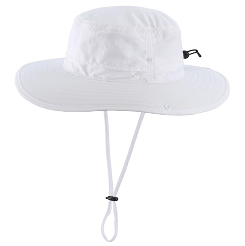 Connectyle Sun Hat for Men Women Outdoor UV Protection Safari Hat for Fishing Hiking Gardening Breathable Cowboy Hat UPF50 - color: White